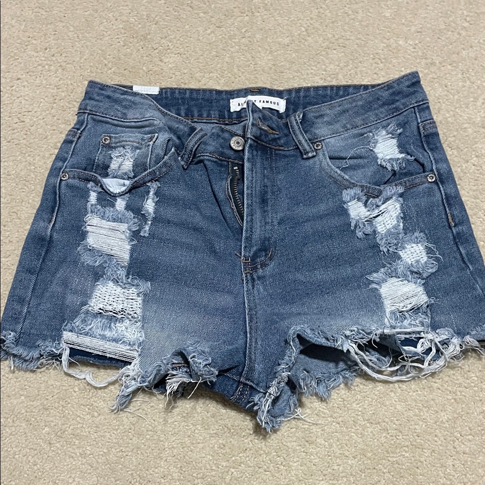 Almost Famous Blue Distressed Jean Shorts